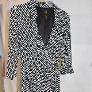 Laundry Black Print Jersey Wrap Dress